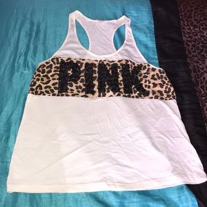 🎄White/Cheetah Pink Tank Top